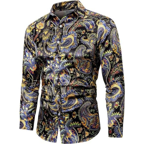 NEW Shiny Silky Satin Shirt for Men Stretchable - Picture 1 of 7